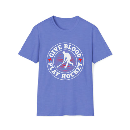 Give Blood Play Hockey SoftStyle T-Shirt