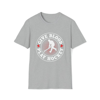 Give Blood Play Hockey SoftStyle T-Shirt