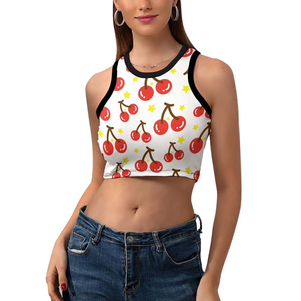 Cherry Women's Cropped Slim Racer Tank Top